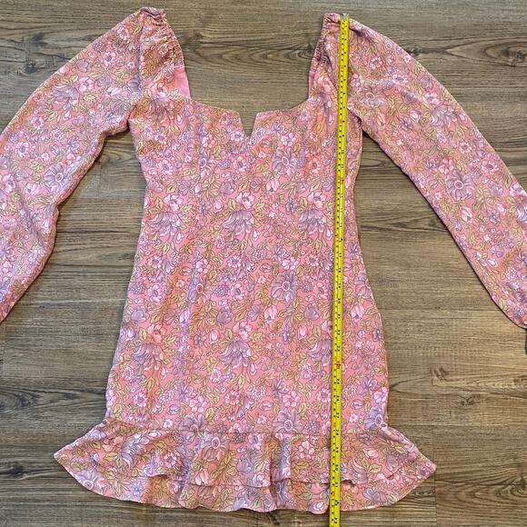 Likely Women's size 4 Pink Lyssa Floral Ruffle Long Sleeve Mini Dress Spring - Picture 8 of 10